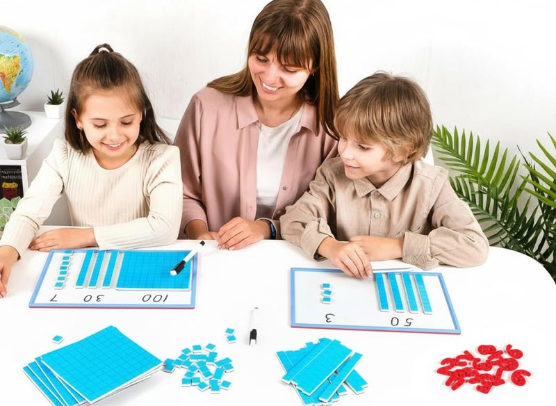 Simply magic 153 PCS Jumbo Magnetic Base Ten Blocks - Place Value Blocks - Math Manipulatives K-3 for Elementary Classroom, Number Blocks, Math Counters for Kids, Counting Cubes, Base 10 for 1st 2nd 3rd Grade - Image 4